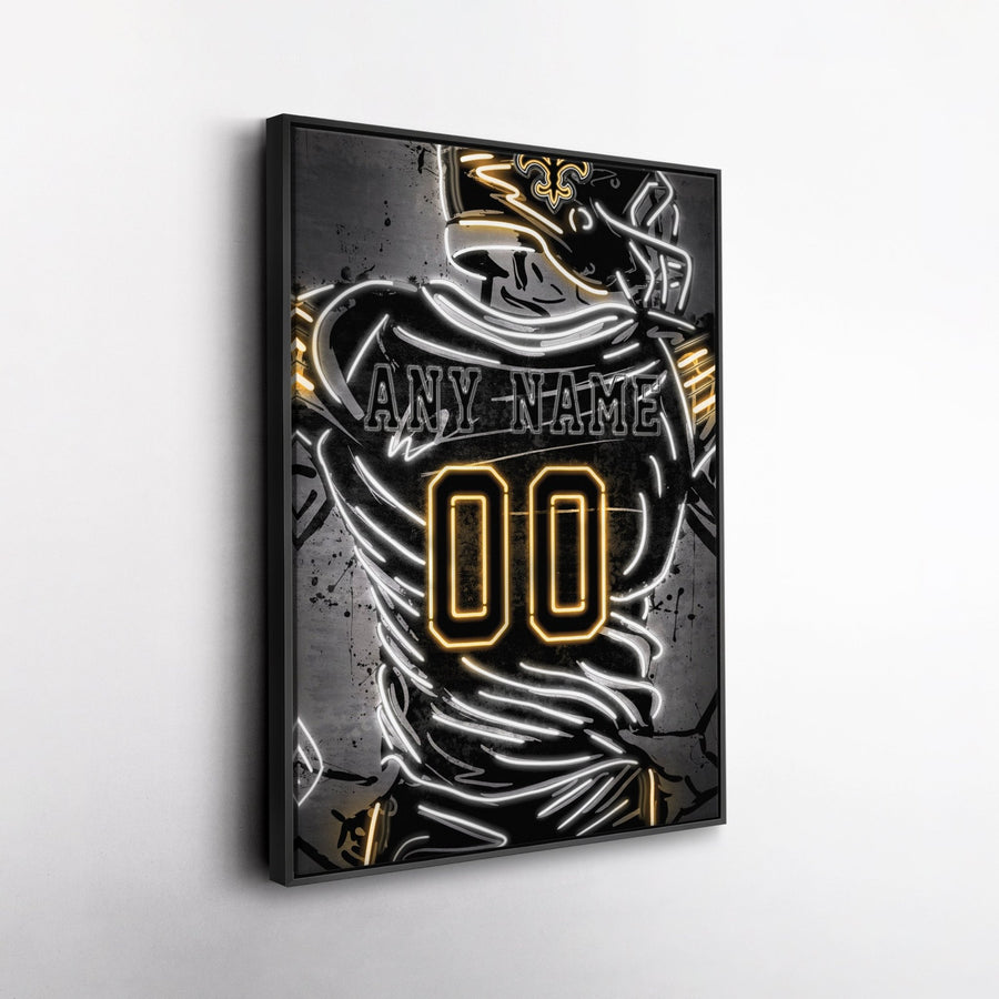 New Orleans Saints Custom Jersey Canvas | Neon Wall Art - CanvasNeon