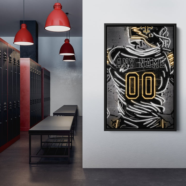 New Orleans Saints Custom Jersey Canvas | Neon Wall Art - CanvasNeon