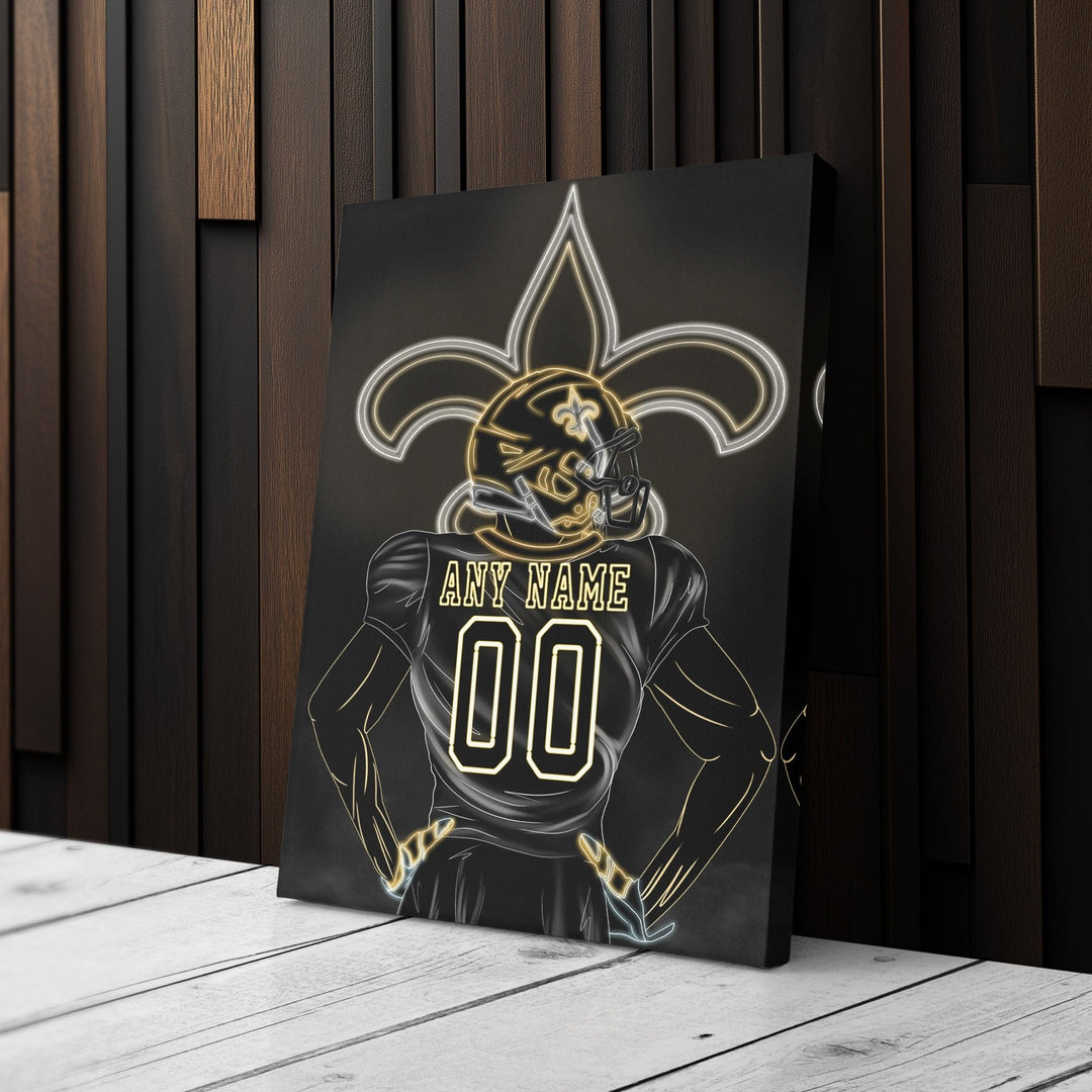 New Orleans Saints Personalized Jersey Canvas | Neon Wall Art - CanvasNeon