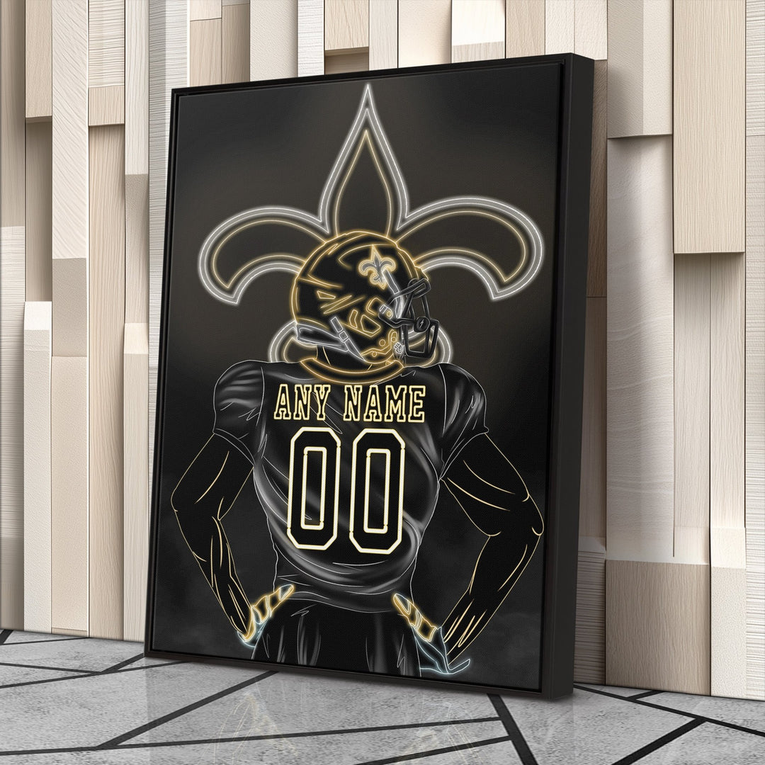 New Orleans Saints Personalized Jersey Canvas | Neon Wall Art - CanvasNeon