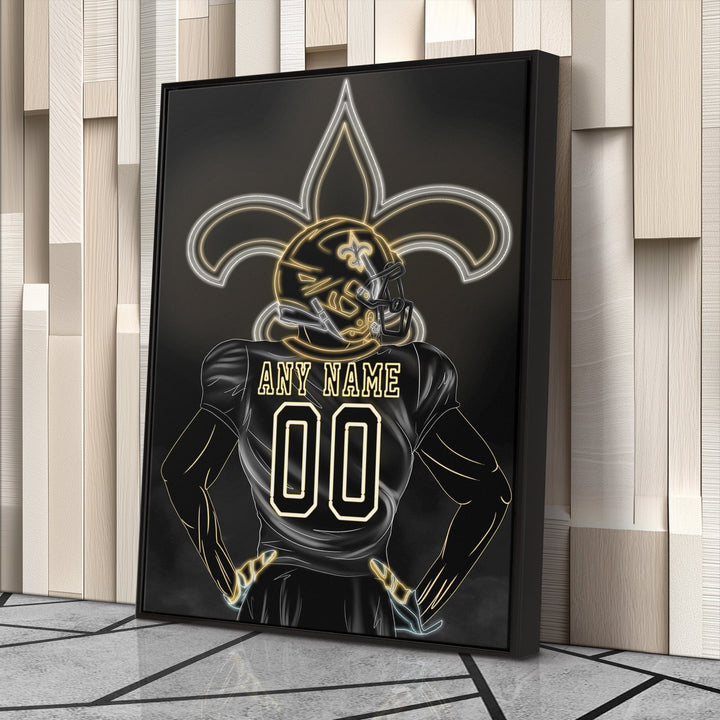 New Orleans Saints Personalized Jersey Canvas | Neon Wall Art - CanvasNeon