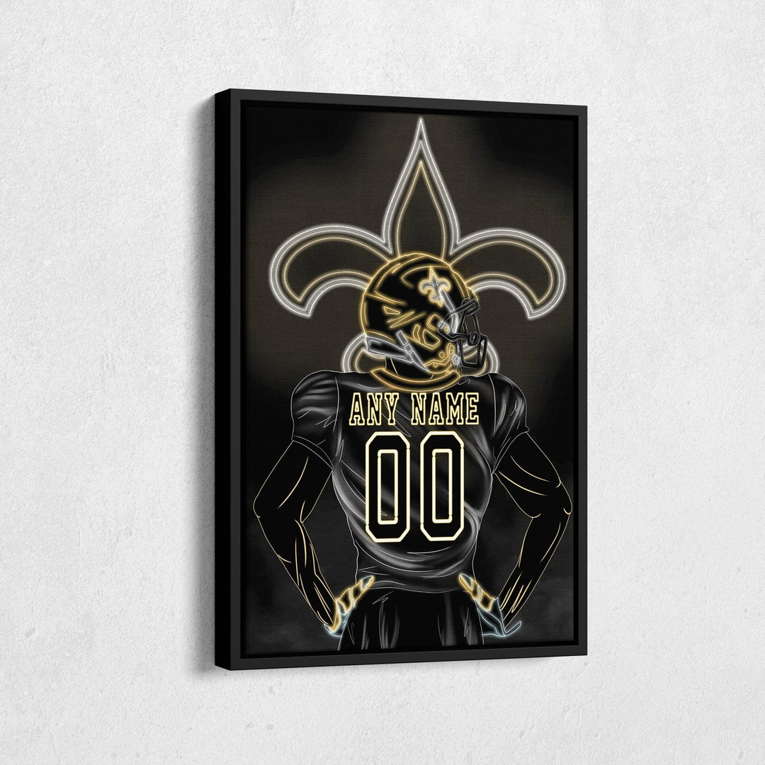 New Orleans Saints Personalized Jersey Canvas | Neon Wall Art - CanvasNeon