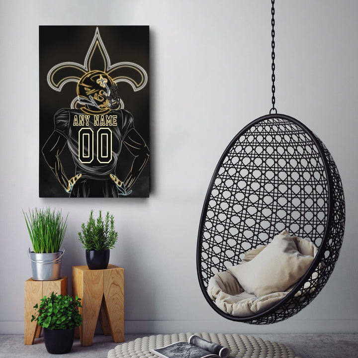 New Orleans Saints Personalized Jersey Canvas | Neon Wall Art - CanvasNeon