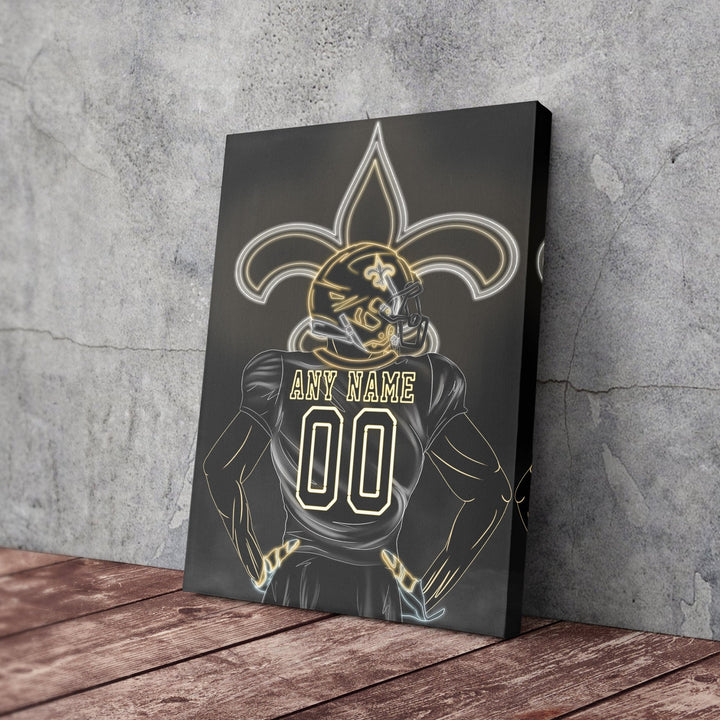 New Orleans Saints Personalized Jersey Canvas | Neon Wall Art - CanvasNeon