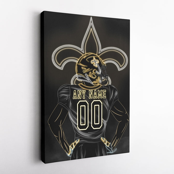 New Orleans Saints Personalized Jersey Canvas | Neon Wall Art - CanvasNeon