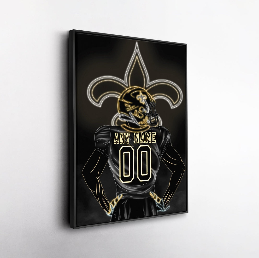 New Orleans Saints Personalized Jersey Canvas | Neon Wall Art - CanvasNeon