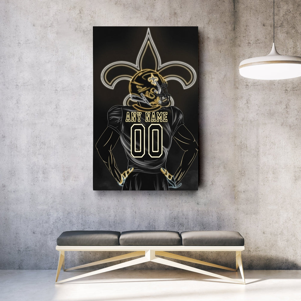 New Orleans Saints Personalized Jersey Canvas | Neon Wall Art - CanvasNeon