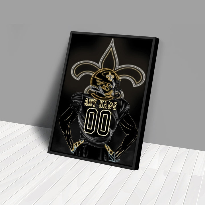 New Orleans Saints Personalized Jersey Canvas | Neon Wall Art - CanvasNeon