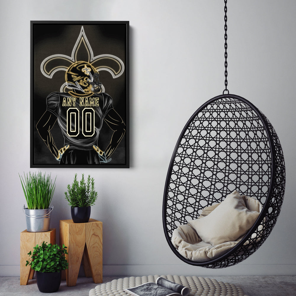 New Orleans Saints Personalized Jersey Canvas | Neon Wall Art - CanvasNeon