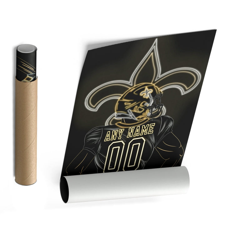 New Orleans Saints Personalized Jersey Canvas | Neon Wall Art - CanvasNeon