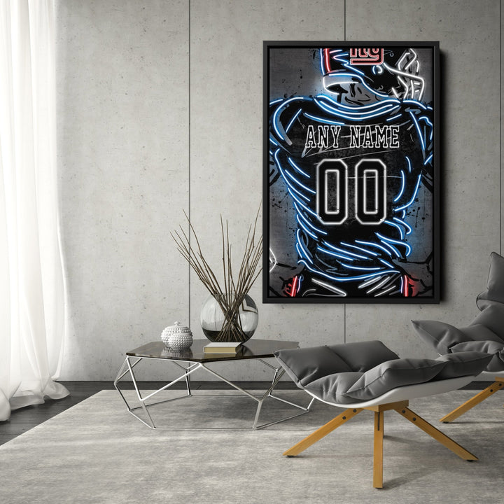 New York Giants Custom Jersey Canvas | Neon Wall Art - CanvasNeon