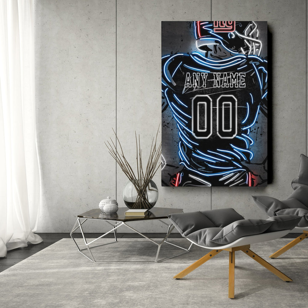 New York Giants Custom Jersey Canvas | Neon Wall Art - CanvasNeon