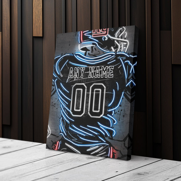 New York Giants Custom Jersey Canvas | Neon Wall Art - CanvasNeon