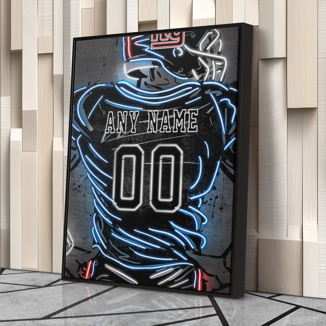 New York Giants Custom Jersey Canvas | Neon Wall Art - CanvasNeon