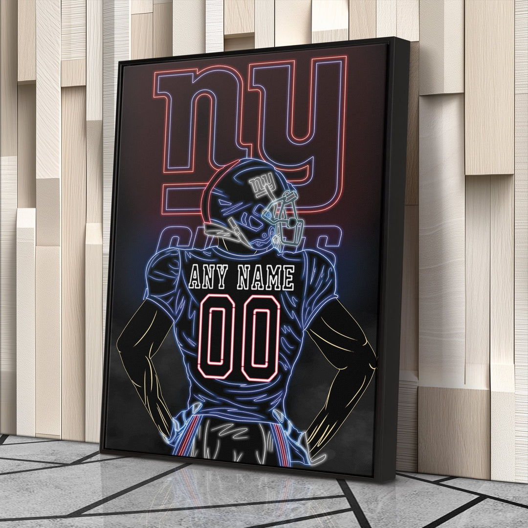 New York Giants Personalized Jersey Canvas | Neon Wall Art - CanvasNeon