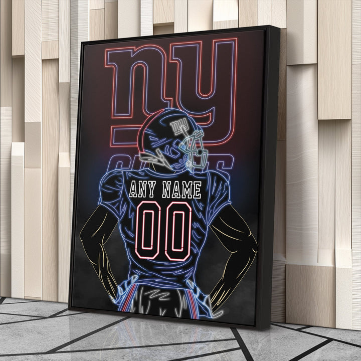 New York Giants Personalized Jersey Canvas | Neon Wall Art - CanvasNeon