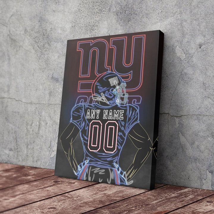 New York Giants Personalized Jersey Canvas | Neon Wall Art - CanvasNeon