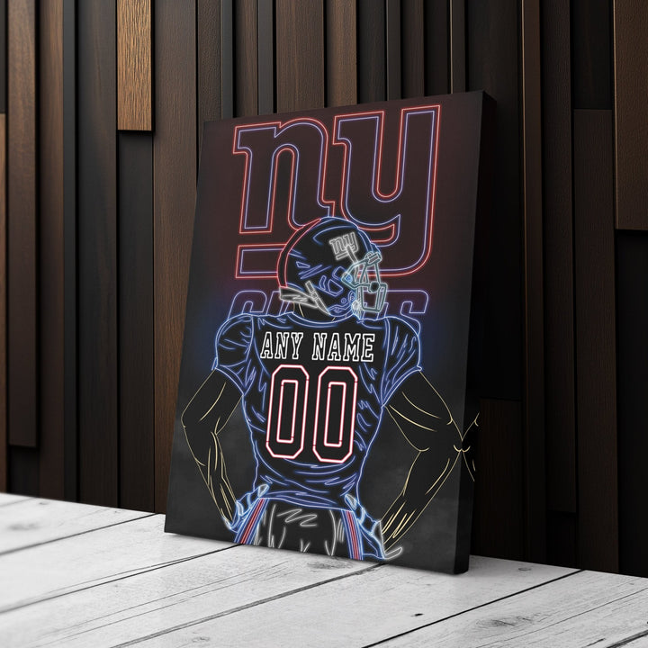 New York Giants Personalized Jersey Canvas | Neon Wall Art - CanvasNeon