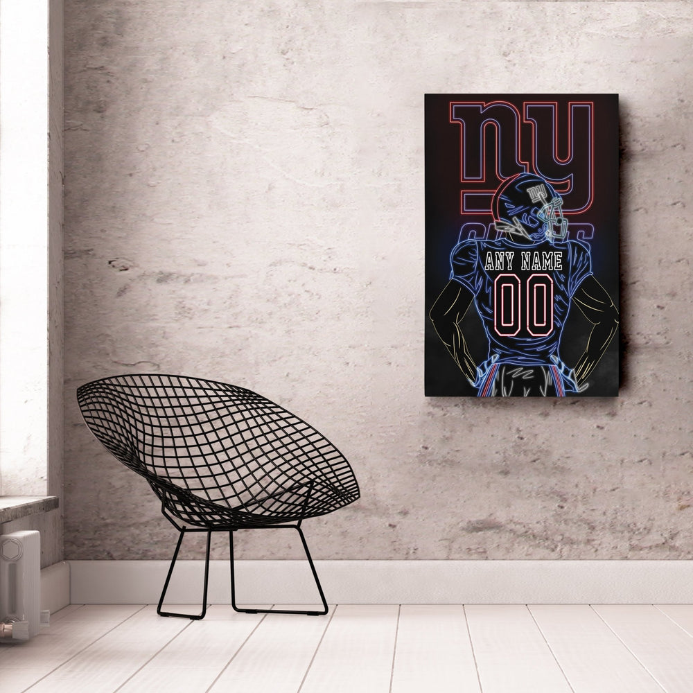 New York Giants Personalized Jersey Canvas | Neon Wall Art - CanvasNeon