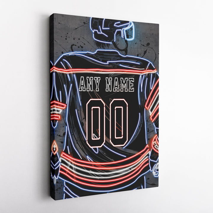 New York Islanders Custom Jersey Canvas | Neon Wall Art - CanvasNeon