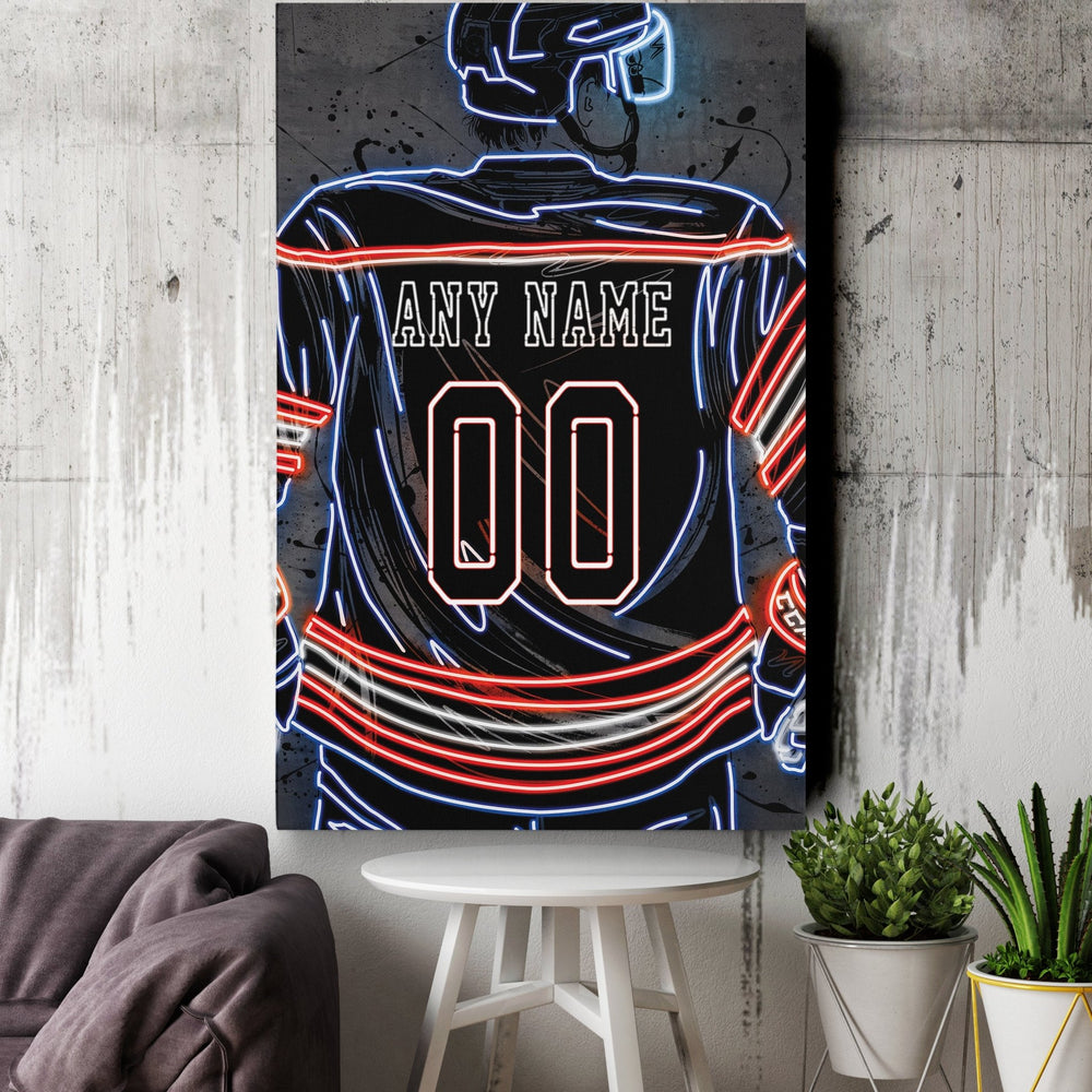 New York Islanders Custom Jersey Canvas | Neon Wall Art - CanvasNeon