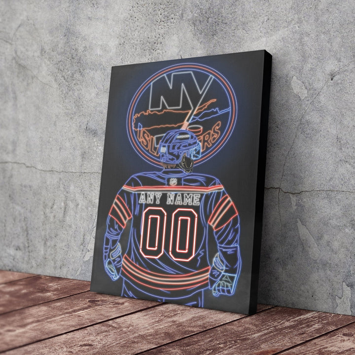 New York Islanders Personalized Jersey Canvas | Neon Wall Art - CanvasNeon