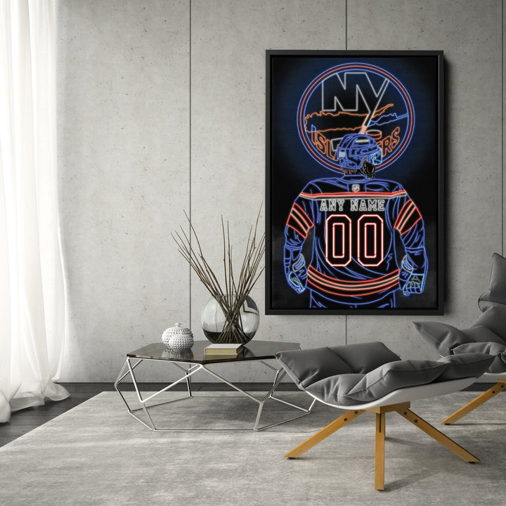 New York Islanders Personalized Jersey Canvas | Neon Wall Art - CanvasNeon