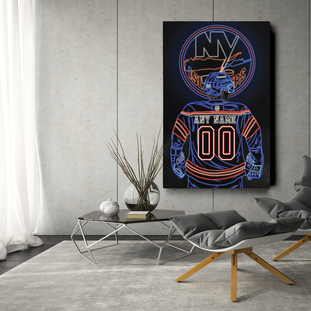 New York Islanders Personalized Jersey Canvas | Neon Wall Art - CanvasNeon