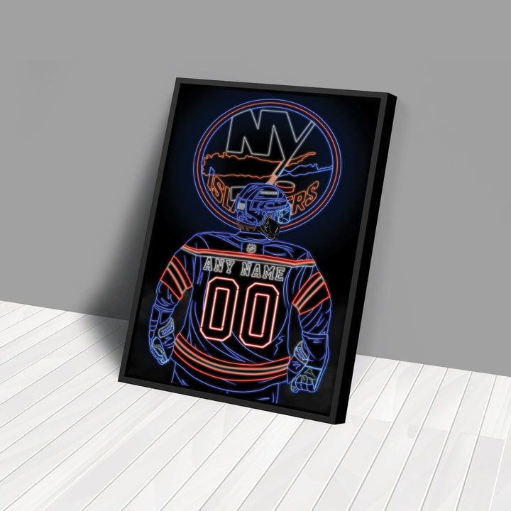 New York Islanders Personalized Jersey Canvas | Neon Wall Art - CanvasNeon