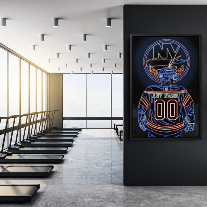 New York Islanders Personalized Jersey Canvas | Neon Wall Art - CanvasNeon