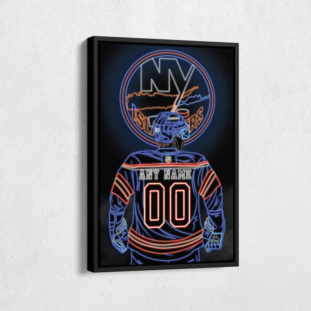 New York Islanders Personalized Jersey Canvas | Neon Wall Art - CanvasNeon