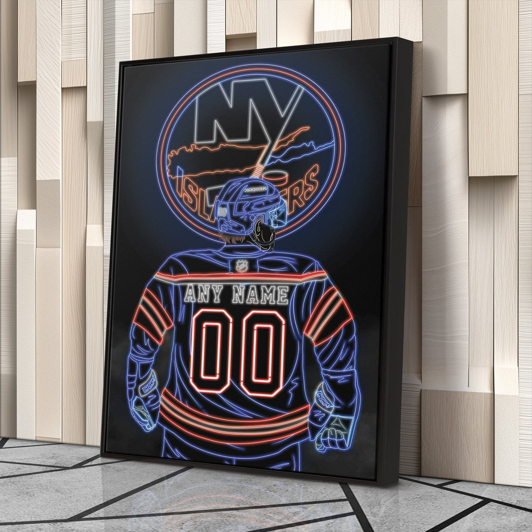 New York Islanders Personalized Jersey Canvas | Neon Wall Art - CanvasNeon