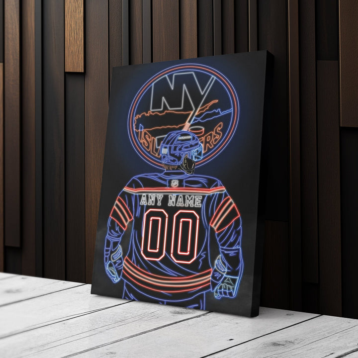 New York Islanders Personalized Jersey Canvas | Neon Wall Art - CanvasNeon
