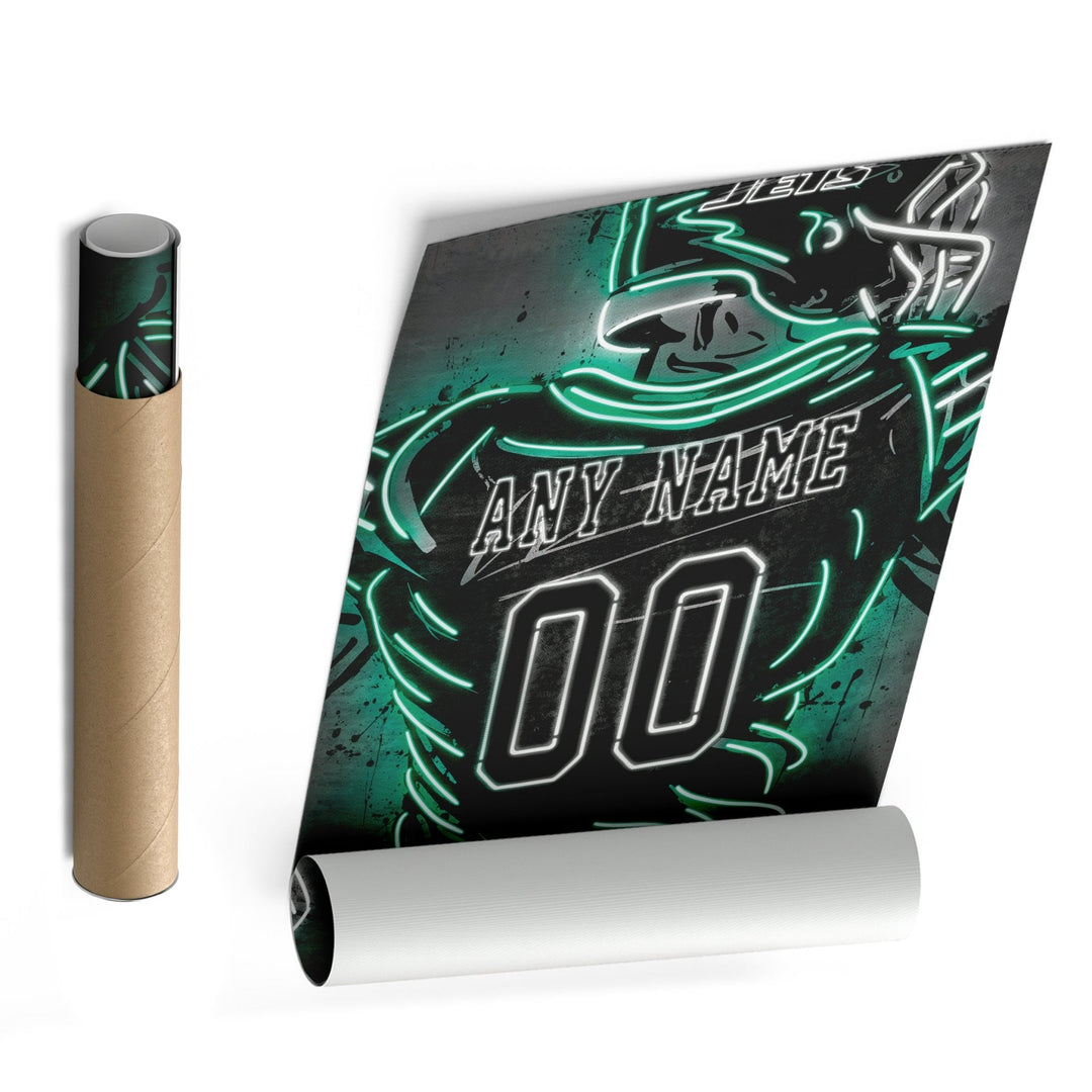 New York Jets Custom Jersey Canvas | Neon Wall Art - CanvasNeon