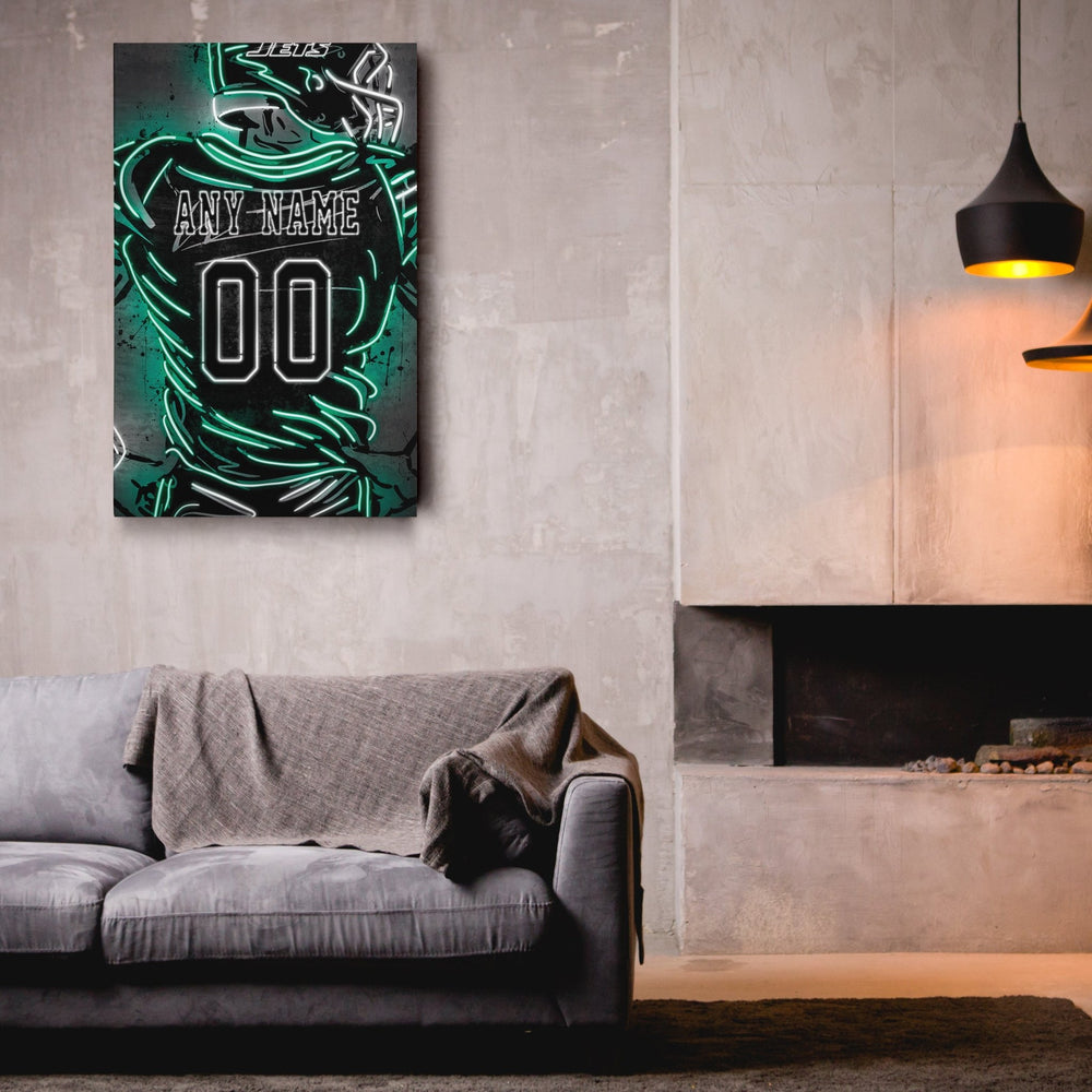 New York Jets Custom Jersey Canvas | Neon Wall Art - CanvasNeon