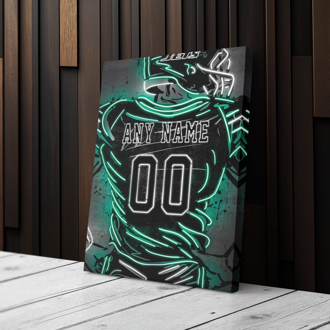 New York Jets Custom Jersey Canvas | Neon Wall Art - CanvasNeon