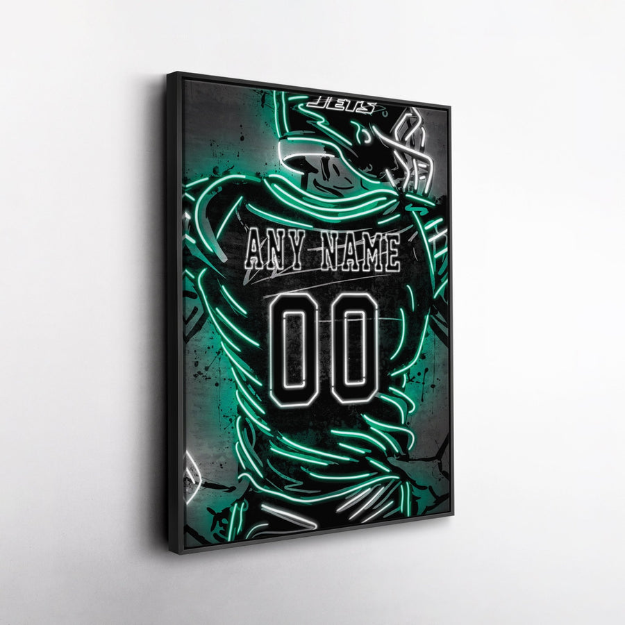 New York Jets Custom Jersey Canvas | Neon Wall Art - CanvasNeon