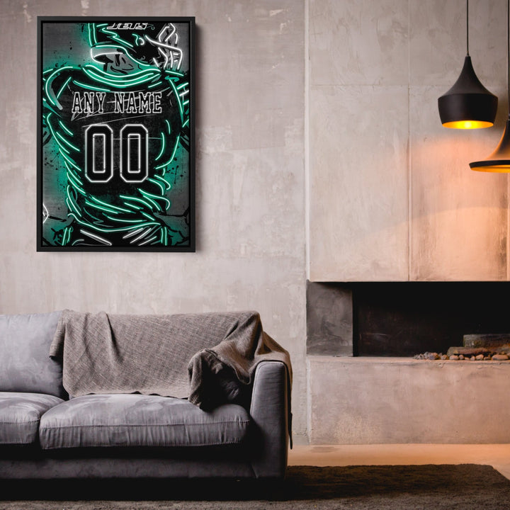 New York Jets Custom Jersey Canvas | Neon Wall Art - CanvasNeon