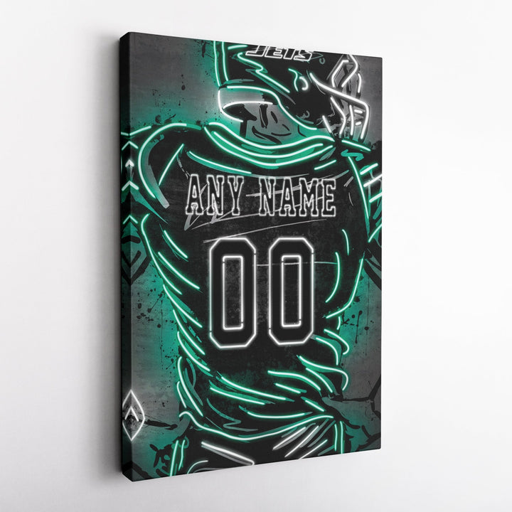 New York Jets Custom Jersey Canvas | Neon Wall Art - CanvasNeon
