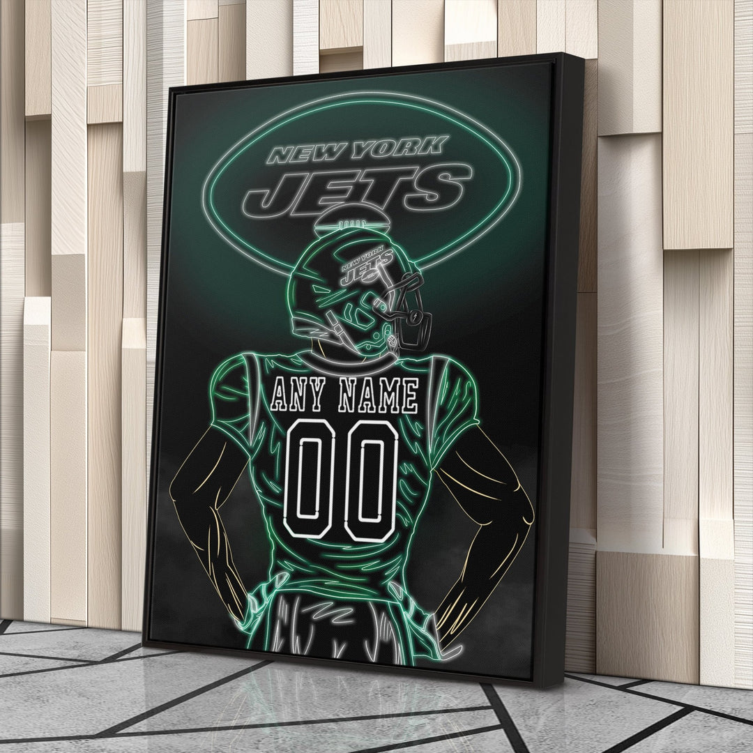 New York Jets Personalized Jersey Canvas | Neon Wall Art - CanvasNeon