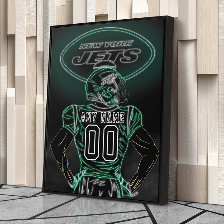 New York Jets Personalized Jersey Canvas | Neon Wall Art - CanvasNeon