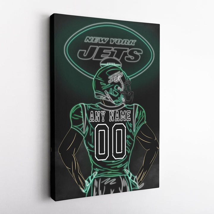 New York Jets Personalized Jersey Canvas | Neon Wall Art - CanvasNeon