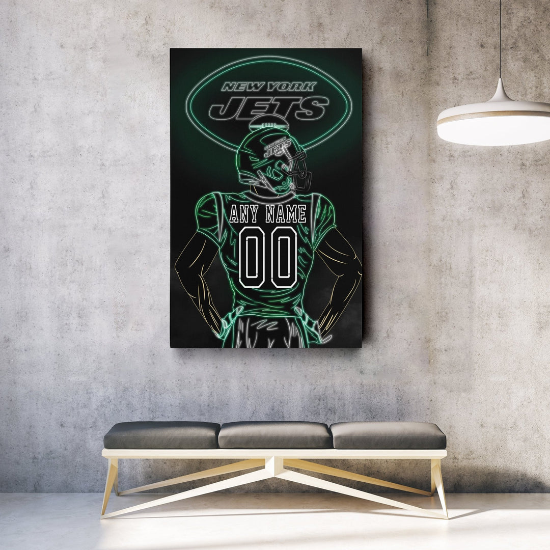 New York Jets Personalized Jersey Canvas | Neon Wall Art - CanvasNeon