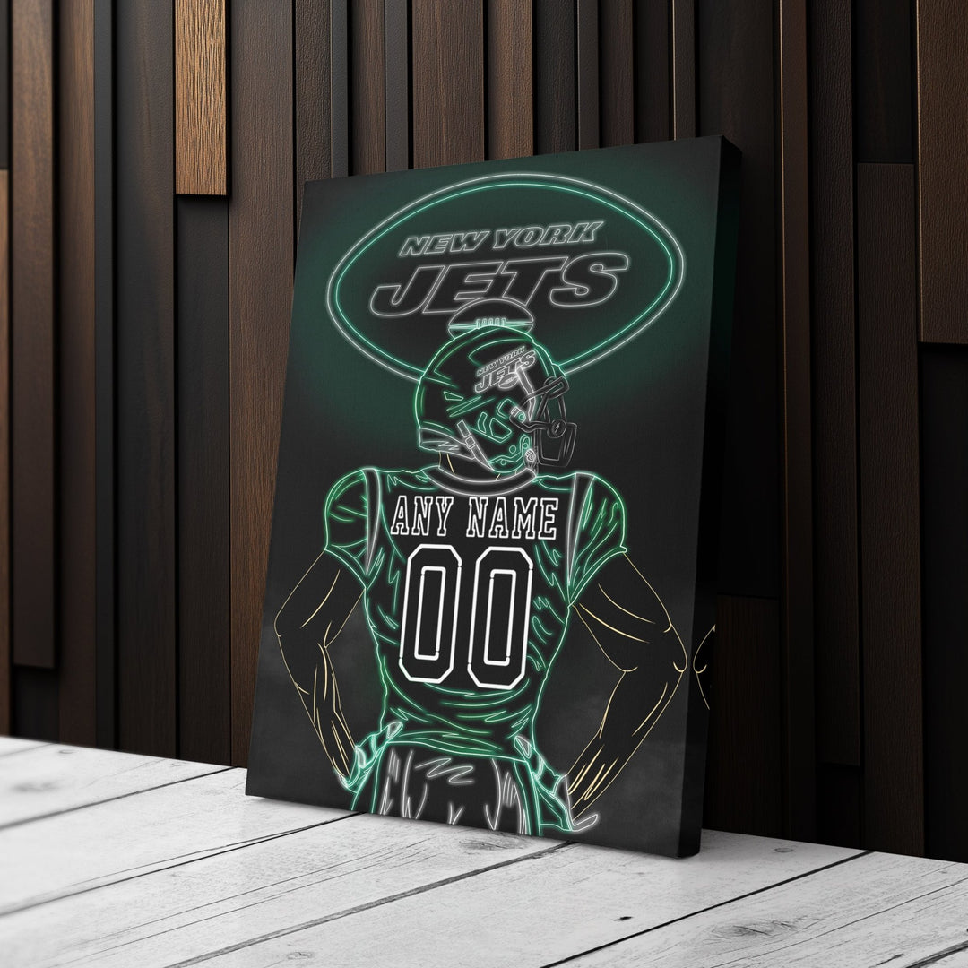 New York Jets Personalized Jersey Canvas | Neon Wall Art - CanvasNeon