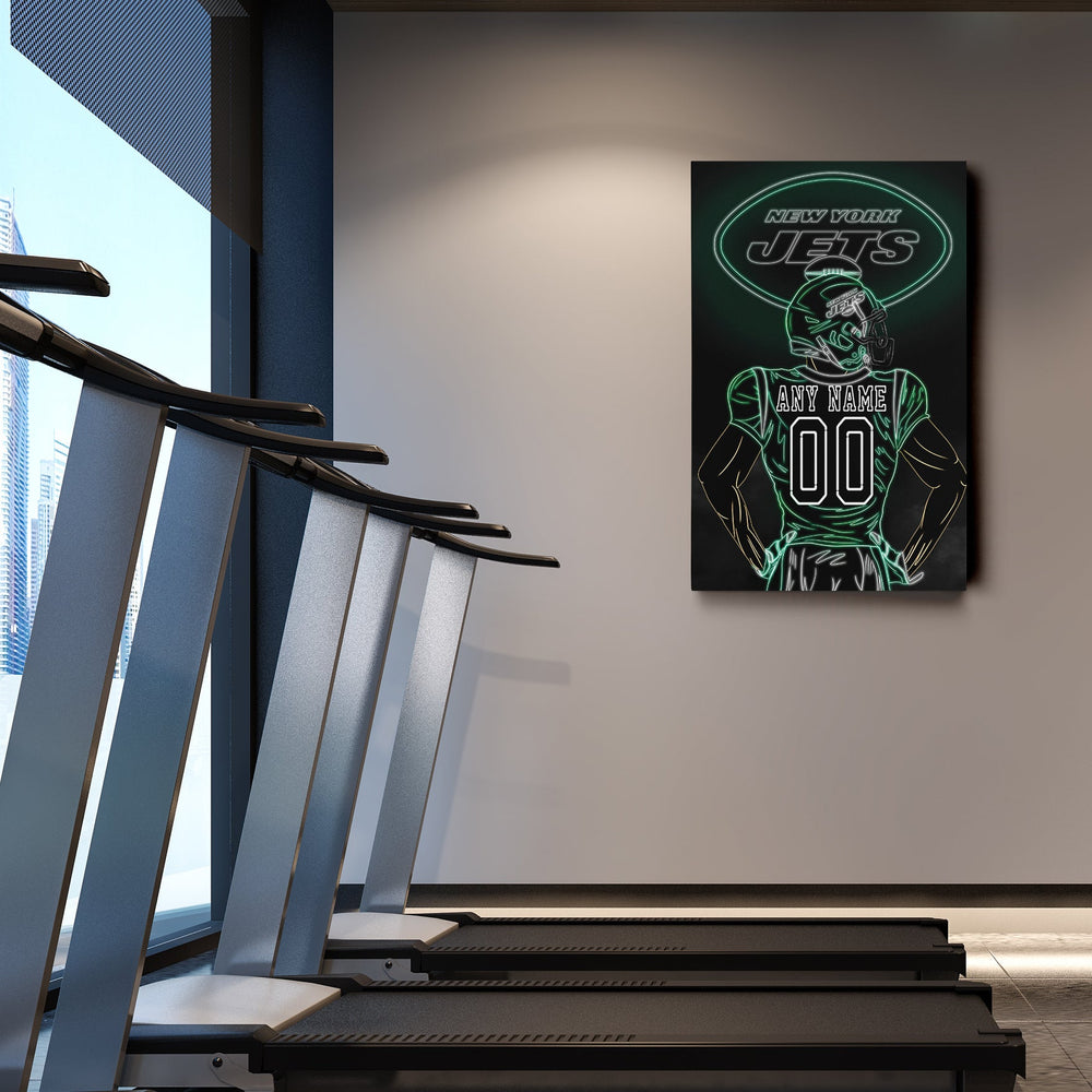 New York Jets Personalized Jersey Canvas | Neon Wall Art - CanvasNeon