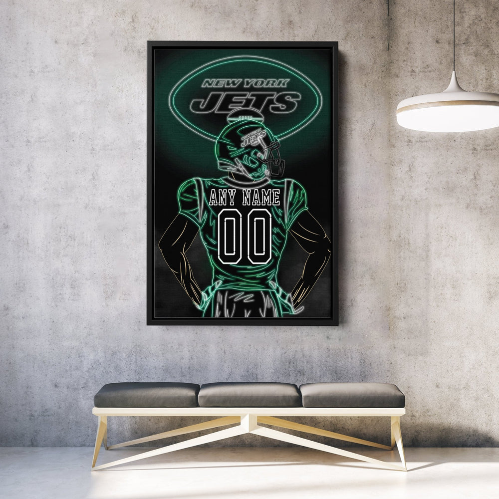 New York Jets Personalized Jersey Canvas | Neon Wall Art - CanvasNeon