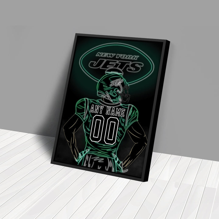 New York Jets Personalized Jersey Canvas | Neon Wall Art - CanvasNeon