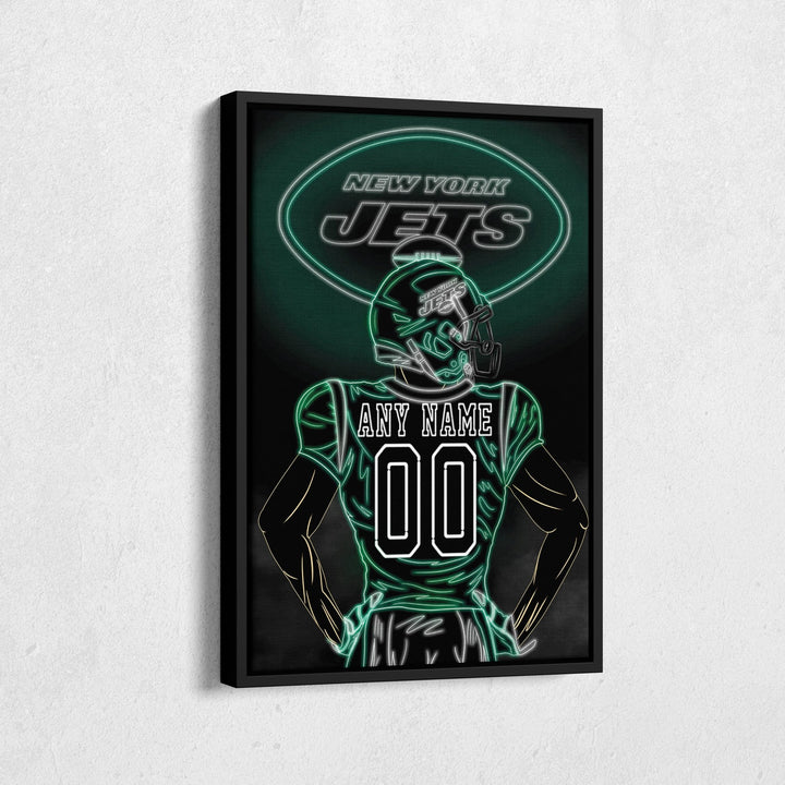 New York Jets Personalized Jersey Canvas | Neon Wall Art - CanvasNeon