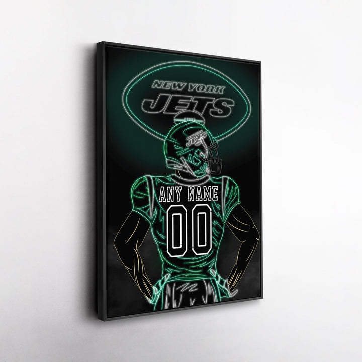 New York Jets Personalized Jersey Canvas | Neon Wall Art - CanvasNeon