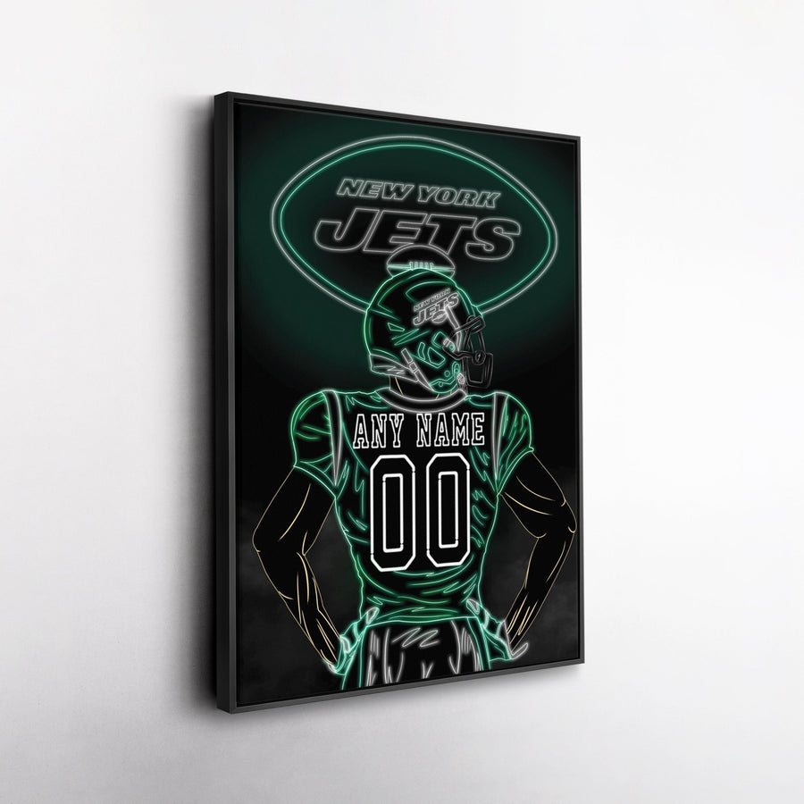 New York Jets Personalized Jersey Canvas | Neon Wall Art - CanvasNeon